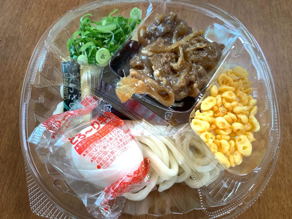 ファミマミヤチク冷やし牛玉うどん2