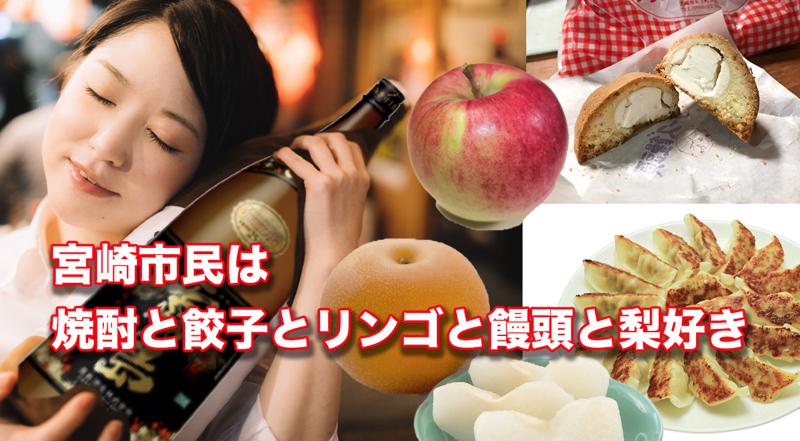 宮崎市民は焼酎と餃子とリンゴと饅頭と梨が好き【2022年家計調査】