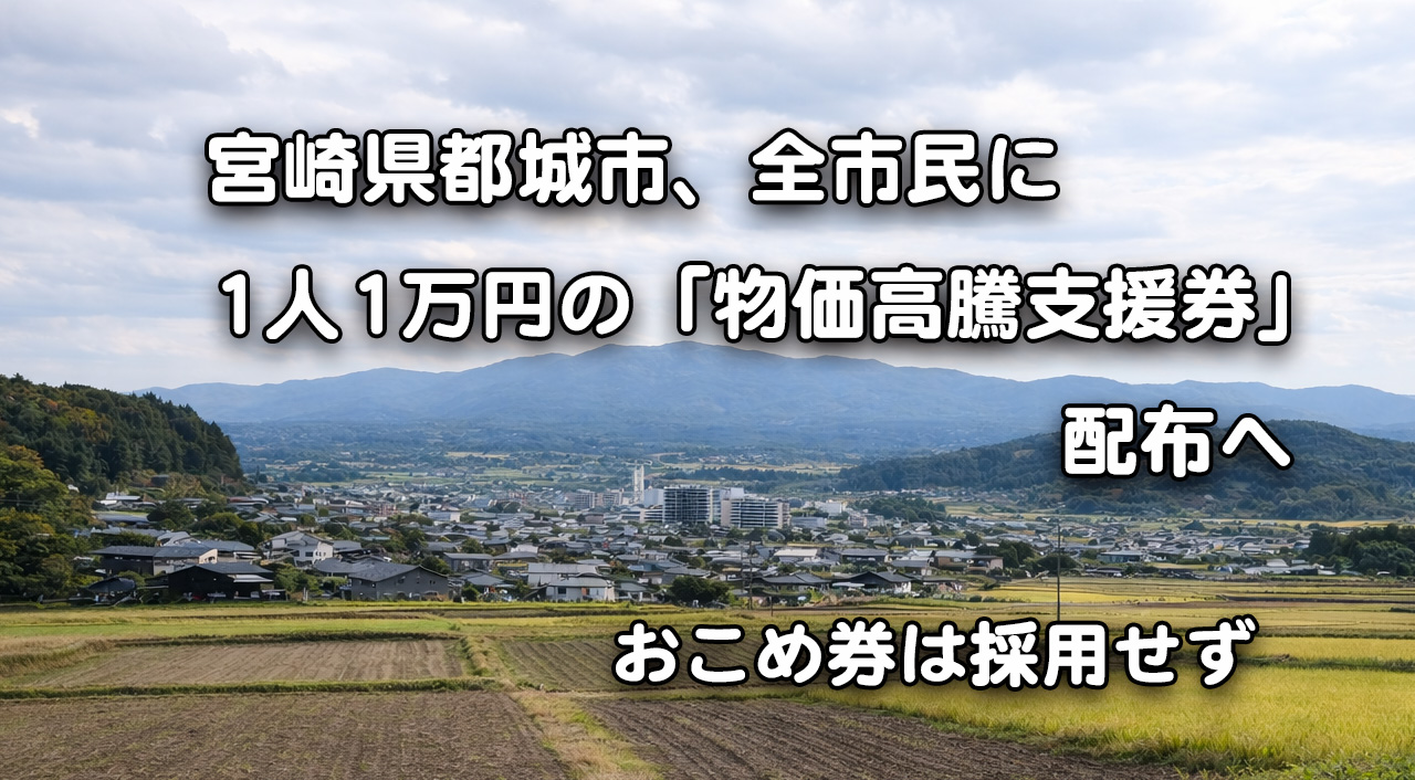 都城市、全市民に1人1万円の「物価高騰支援券」配布　アイキャッチ画像