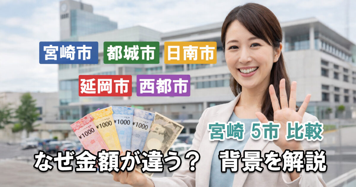 宮崎市・都城市・延岡市・西都市・日南市 商品券5市比較｜金額が違う