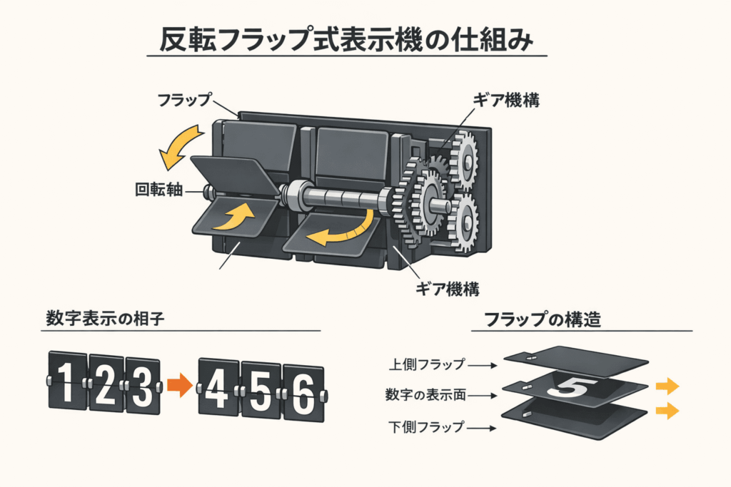 フラップ式表示機の仕組みの画像