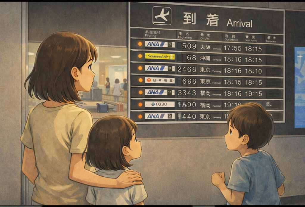 到着ロビーのパタパタの画像