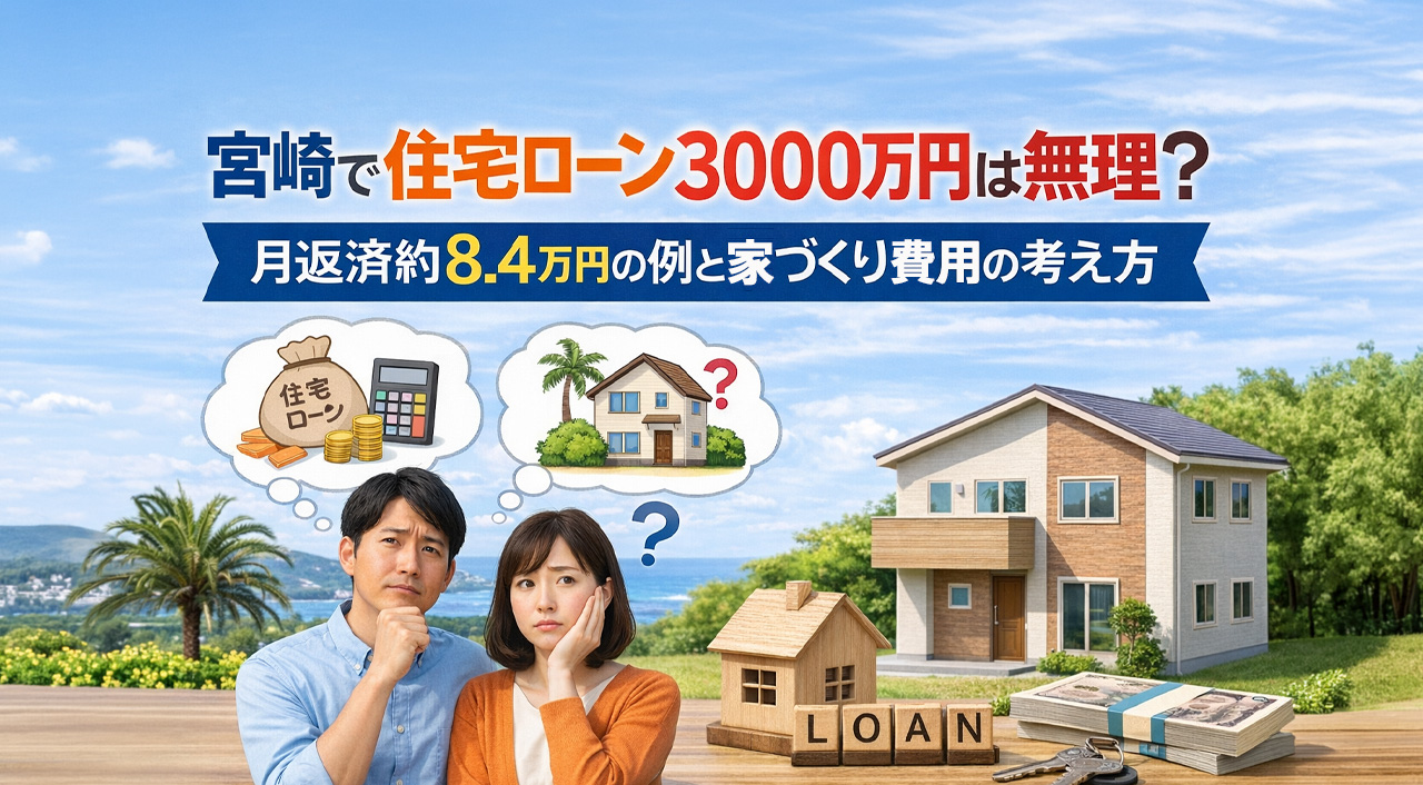 宮崎で住宅ローン3000万円は無理？月返済約8.4万円の例と家づくり費用の考え方ーアイキャッチ画像