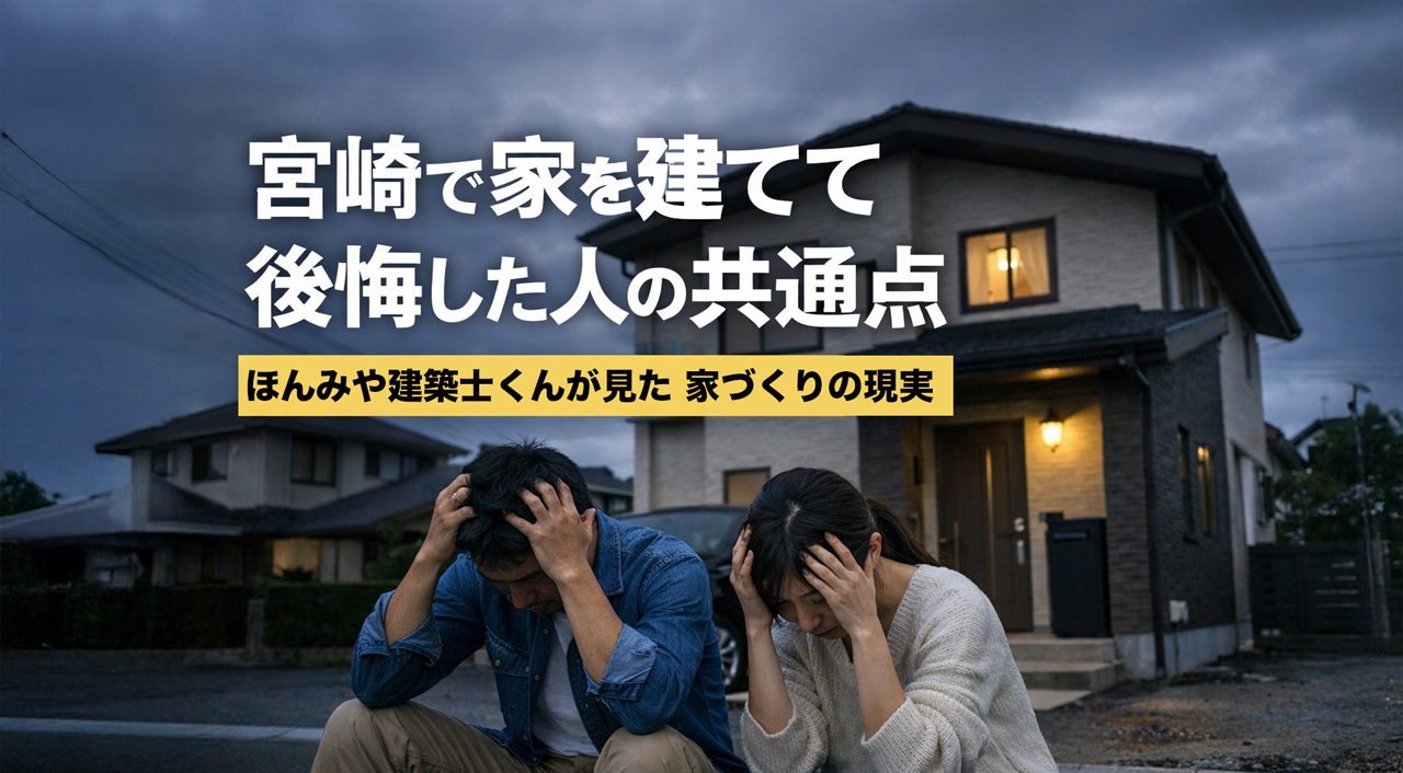 宮崎で家を建てて後悔した人の共通点｜地域特性を無視すると起きる失敗【建築士監修】｜ほんみや宮崎ーアイキャッチ画像