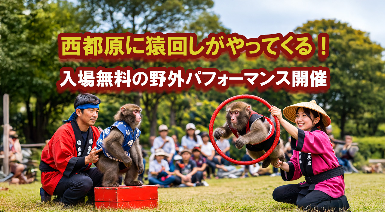 西都原このはな館で猿回しパフォーマンス開催　3月27日から5日間 入場無料で実施-ーアイキャッチ画像