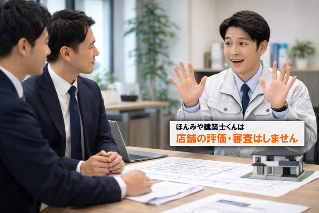 ほんみや建築士くんは店舗の評価・審査はしません