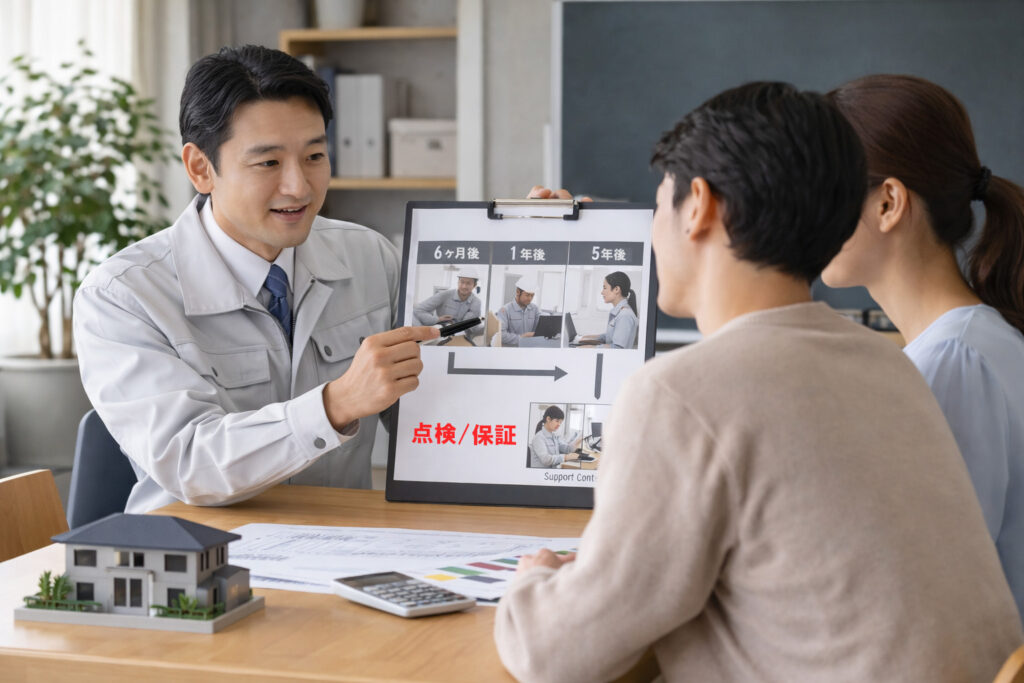 建てた後の対応の説明ー画像