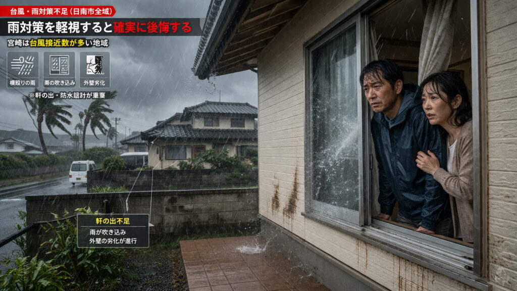 雨対策を軽視している画像