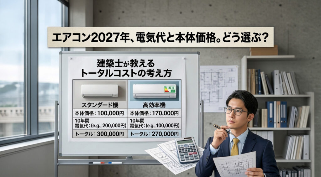 エアコン2027年問題、電気代と本体価格どう選ぶ？ーアイキャッチ画像