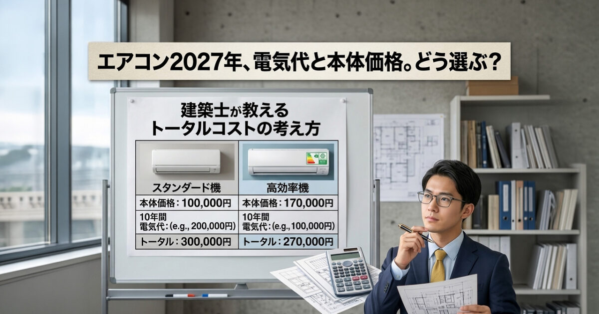 エアコン2027年問題、電気代と本体価格どう選ぶ？ーアイキャッチ画像