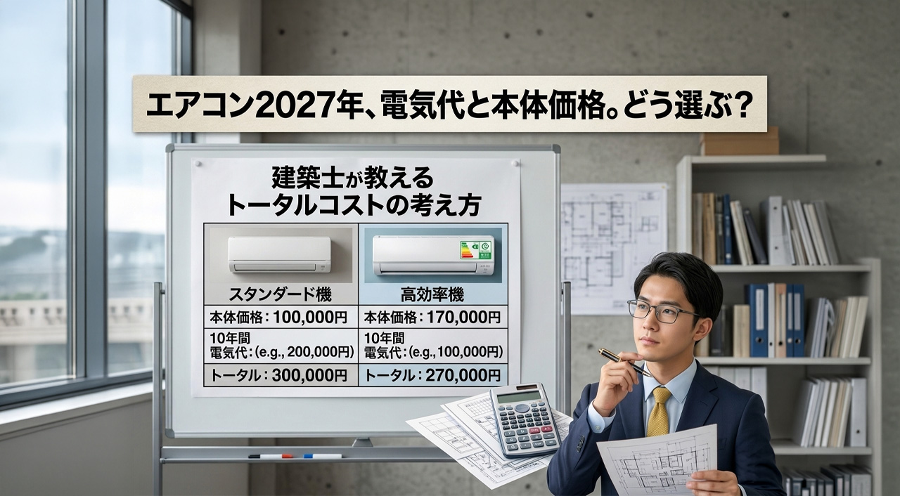 エアコン2027年問題、電気代と本体価格どう選ぶ？ーアイキャッチ画像