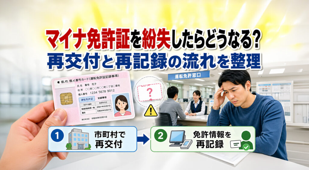 マイナ免許証を紛失したらどうなる？ 再交付と再記録の流れを整理-アイキャッチ画像