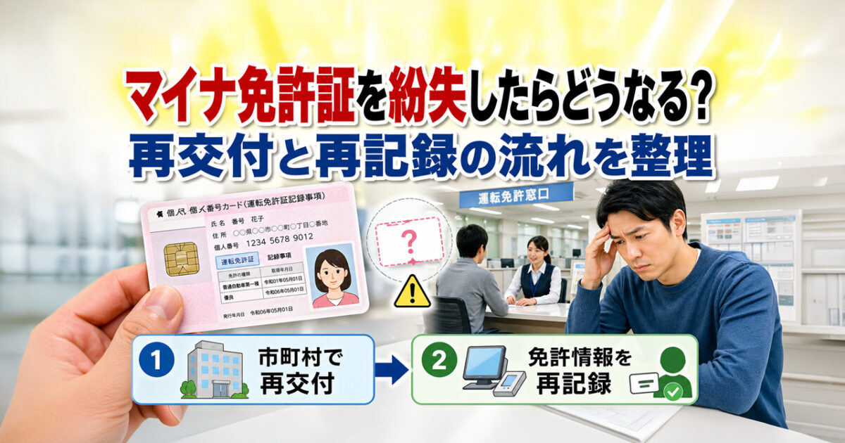 マイナ免許証を紛失したらどうなる？ 再交付と再記録の流れを整理-アイキャッチ画像