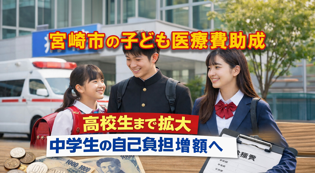 宮崎市は子ども医療費助成を見直しへ　高校生年代まで拡大予定と小中学生の自己負担導入方針を公表ーアイキャッチ画像