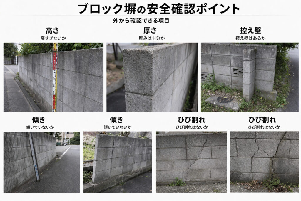 ブロック塀の安全確認ポイントー画像