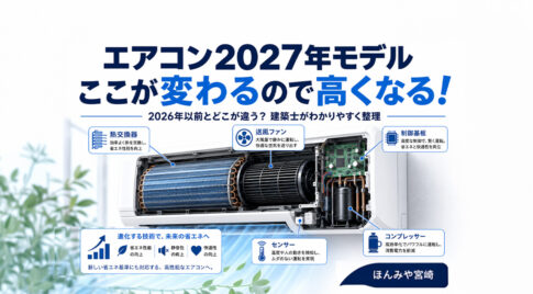 エアコン2027年モデルここが変わるので高くなる！2026年以前とどこが違うのかを建築士がわかりやすく整理｜ほんみや宮崎