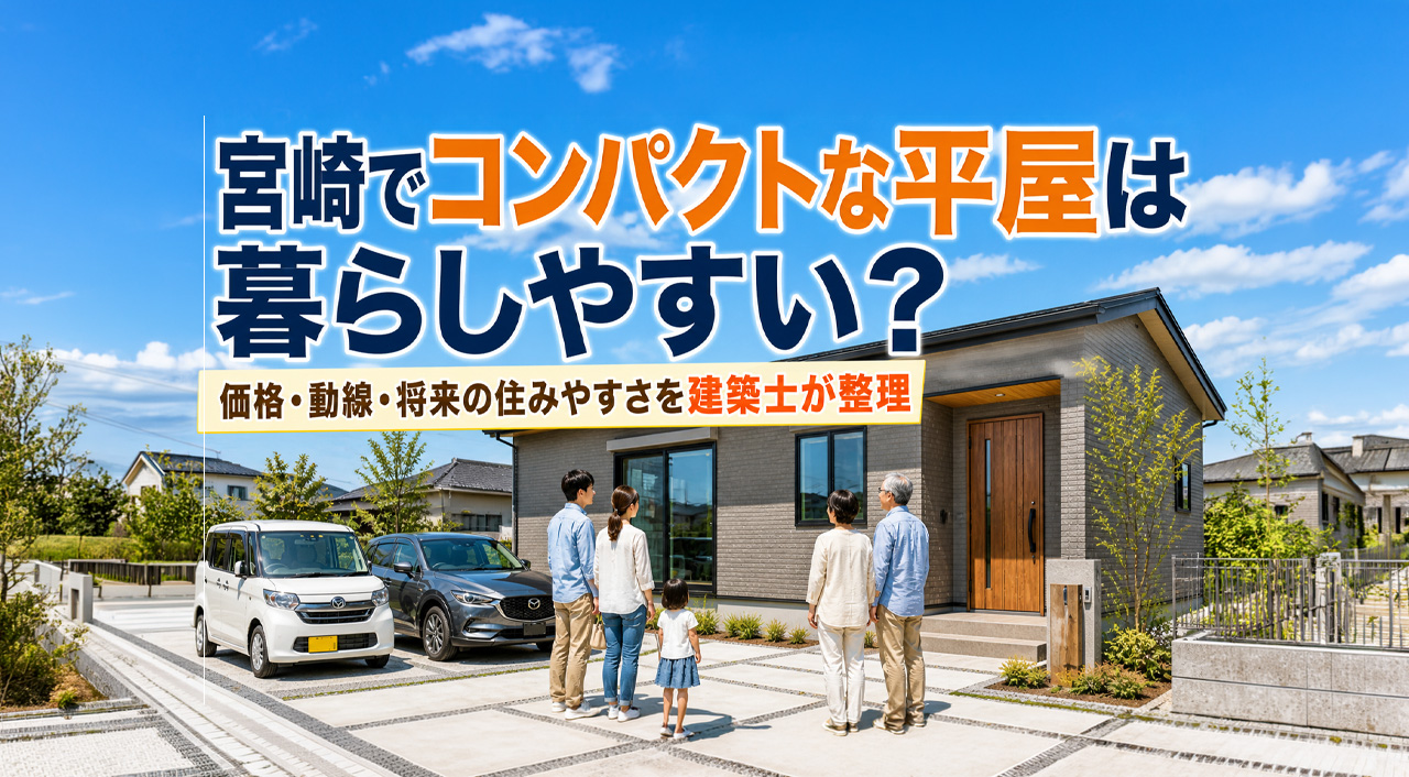 宮崎でコンパクトな平屋は暮らしやすい？価格・動線・将来の住みやすさを建築士が整理｜ほんみや宮崎