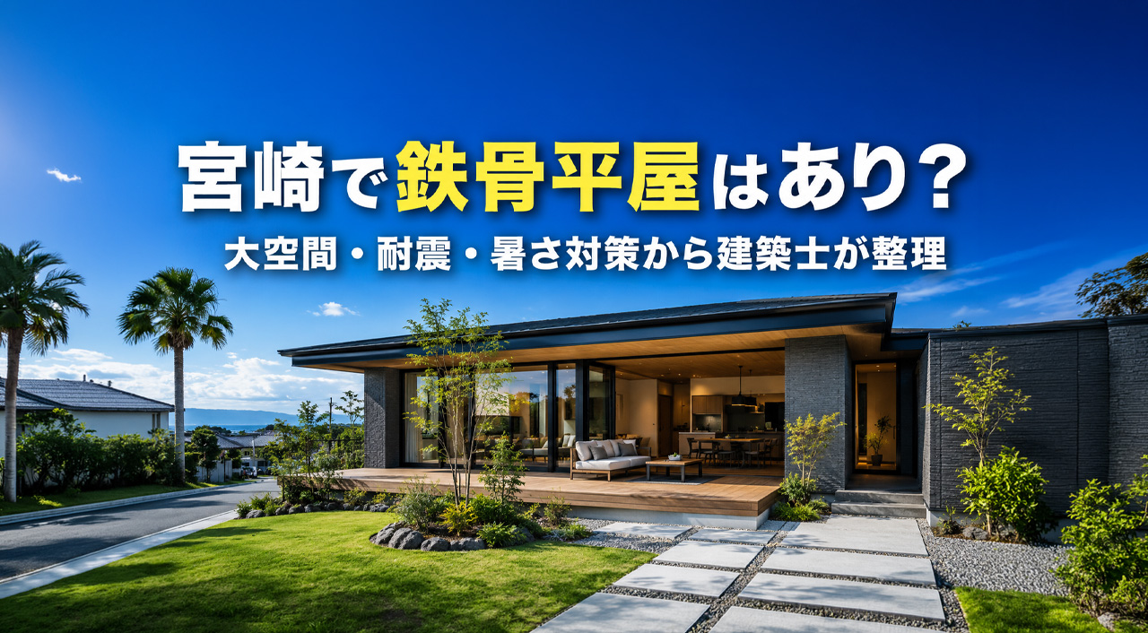 宮崎で鉄骨平屋はあり？大空間・耐震・暑さ対策から建築士が整理｜ほんみや宮崎