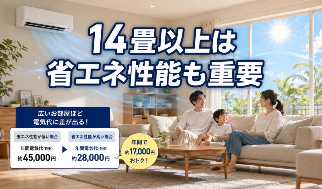 14畳以上は省エネ性能の差が出やすいです