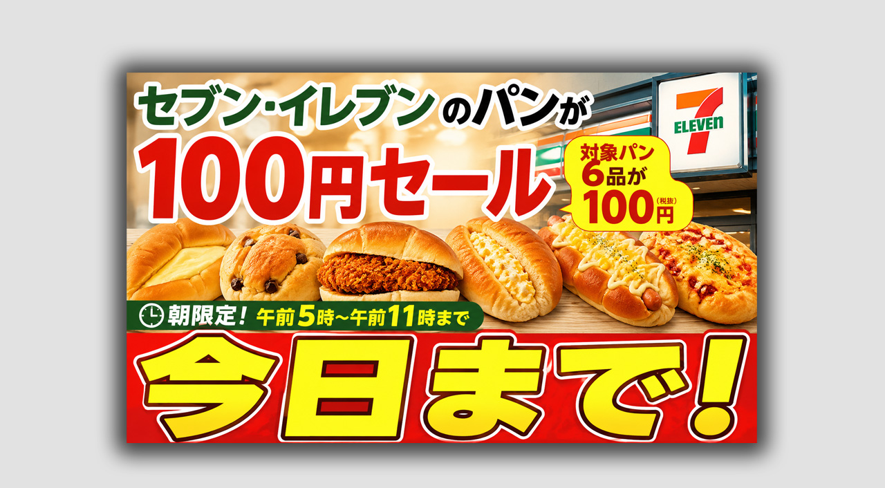 セブン‐イレブンのパン100円セールは今日まで！　宮崎のセブンでも午前11時まで対象｜ほんみや宮崎