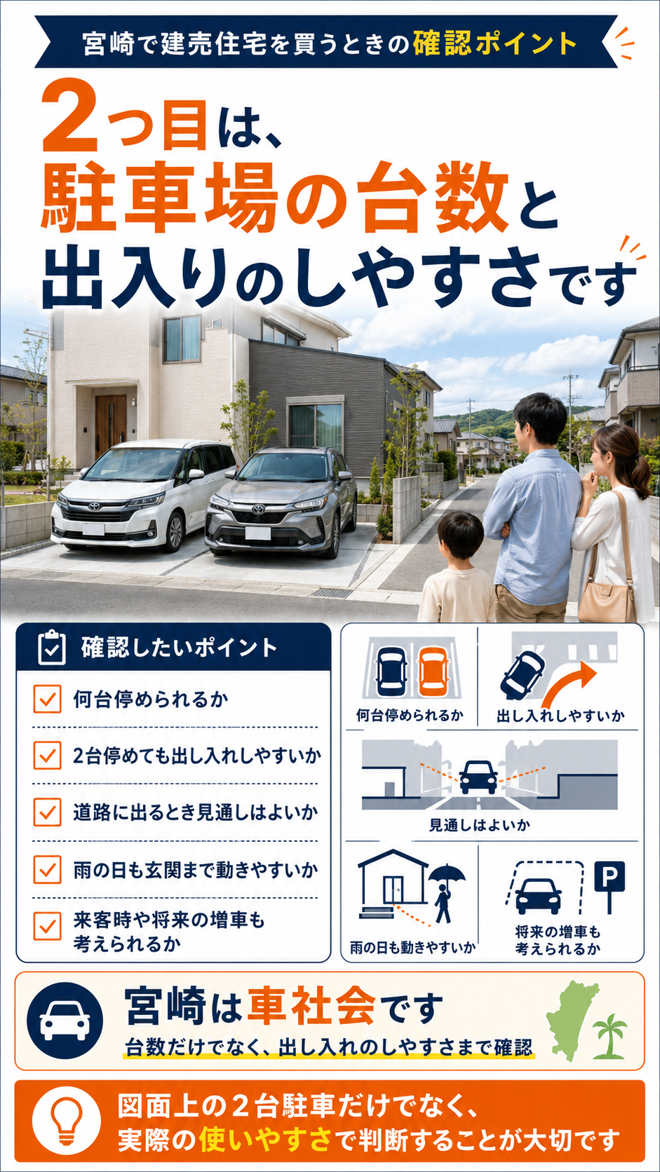 2つ目は、駐車場の台数と出入りのしやすさです