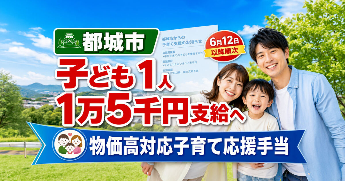 都城市で子ども1人あたり1万5千円支給へ　6月12日以降に順次支給予定｜ほんみや宮崎