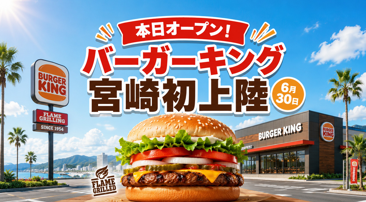 【宮崎初上陸】バーガーキング宮崎新別府店が本日6月30日オープン！場所・営業時間をチェック｜ほんみや宮崎
