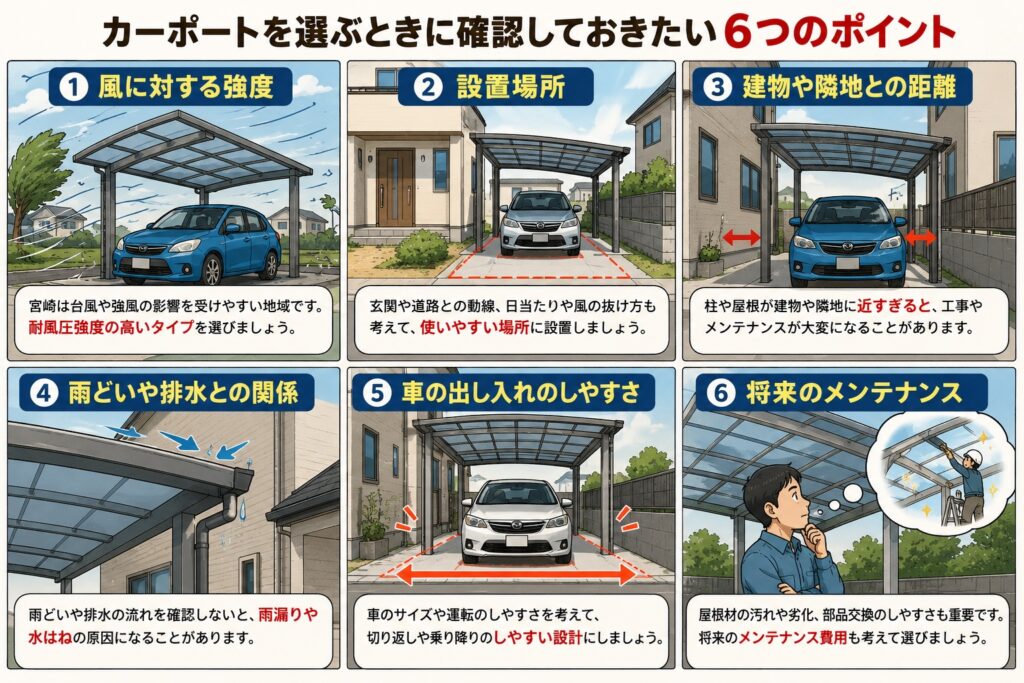 カーポート選びの6ポイント