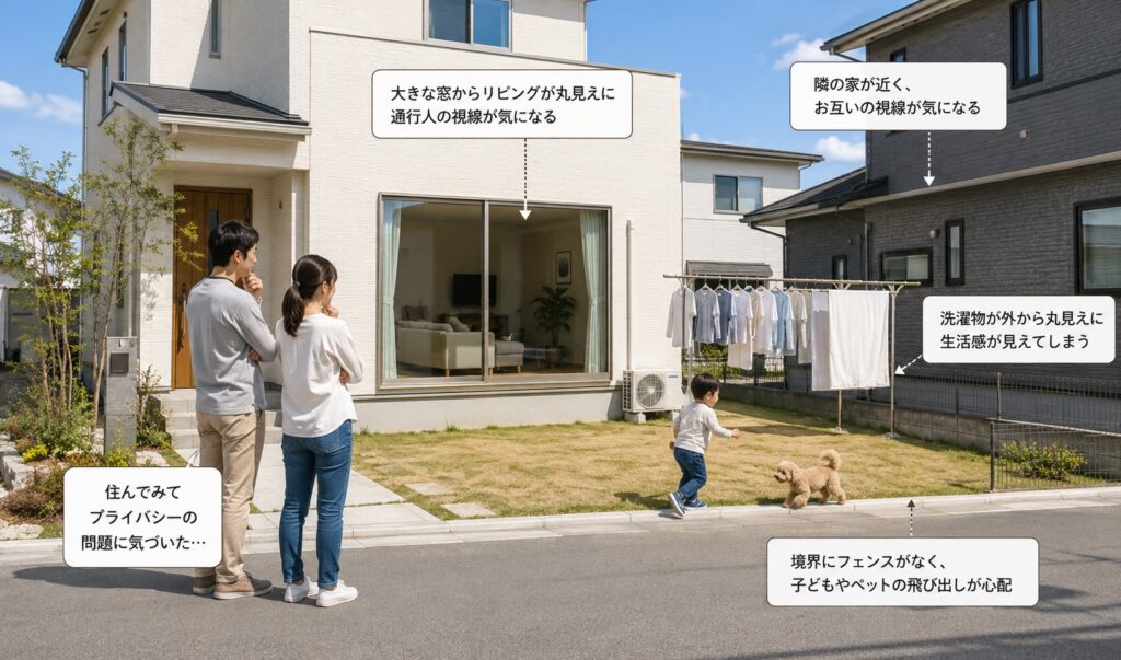フェンスや目隠しは、暮らし始めてから必要性に気づきやすい部分です