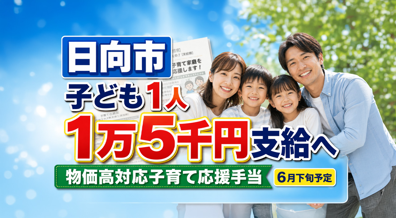日向市で子ども1人あたり1万5千円支給へ　物価高対応子育て応援手当は6月下旬予定