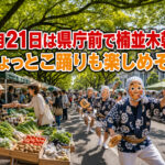 6月21日は県庁前で楠並木朝市。ひょっとこ踊りの練り歩きも楽しめそうです｜ほんみや宮崎