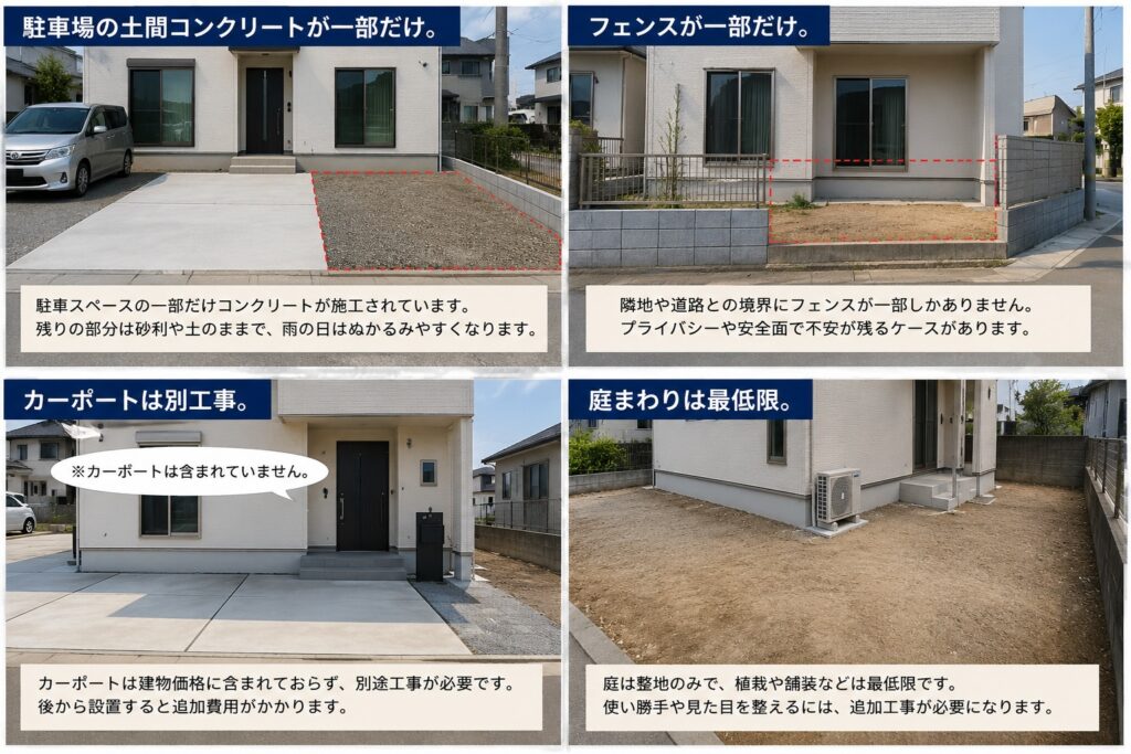 庭まわりは最低限。