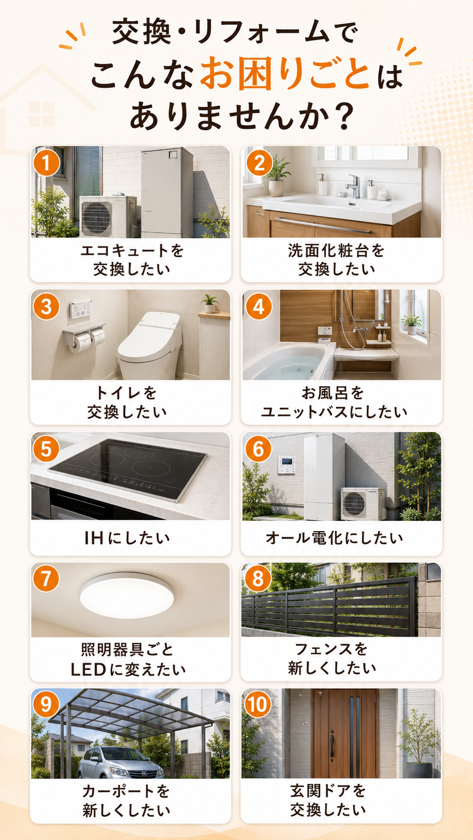 交換・リフォームこんなことに困っていませんか？