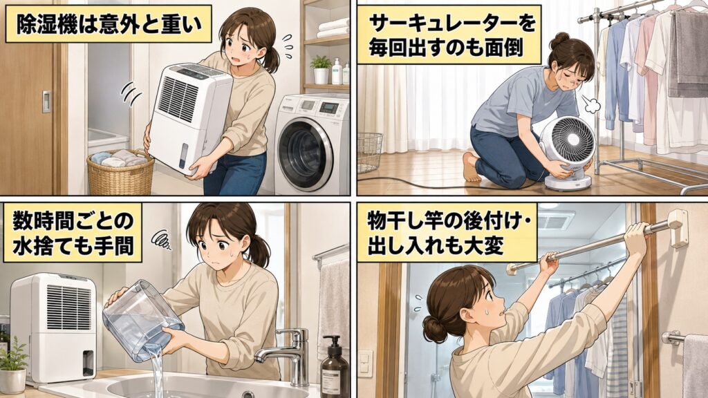 サーキュレーターを毎回出すのも面倒です。