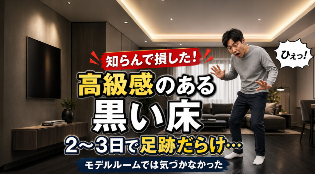 知らんで損した！モデルルームでは気づかなかった高級感のある黒い床。掃除しても2〜3日で足跡だらけになった話｜ほんみや宮崎