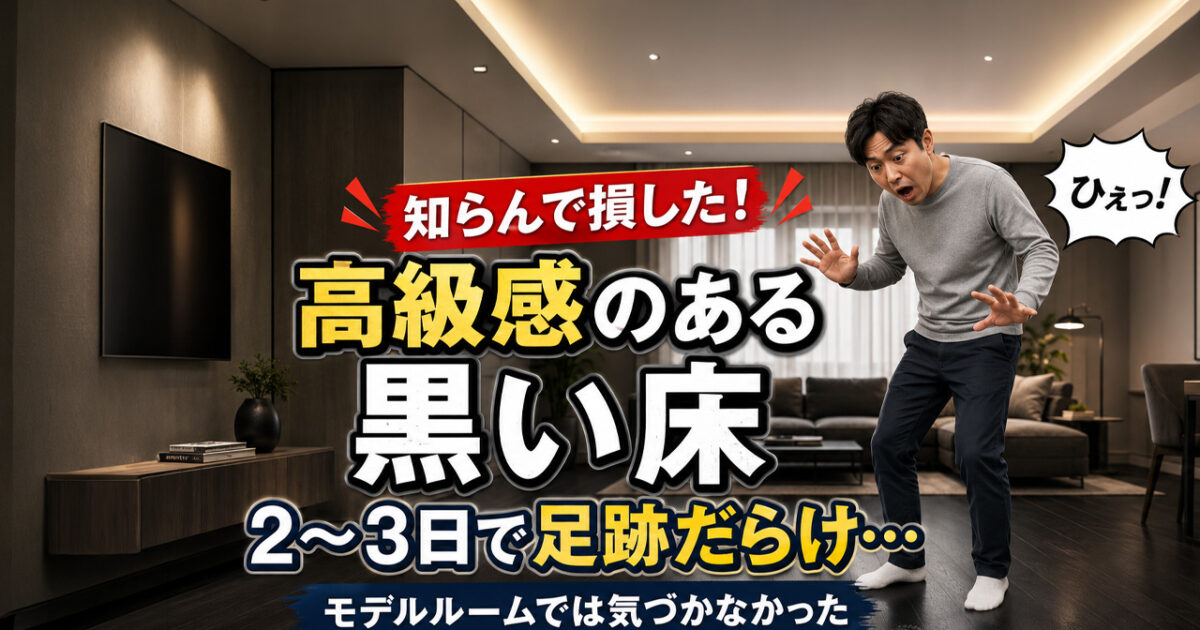知らんで損した！モデルルームでは気づかなかった高級感のある黒い床。掃除しても2〜3日で足跡だらけになった話｜ほんみや宮崎