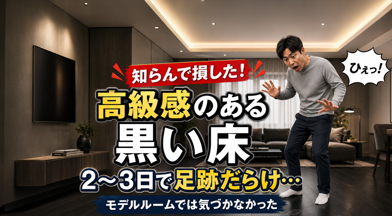 知らんで損した！モデルルームでは気づかなかった高級感のある黒い床。掃除しても2〜3日で足跡だらけになった話｜ほんみや宮崎