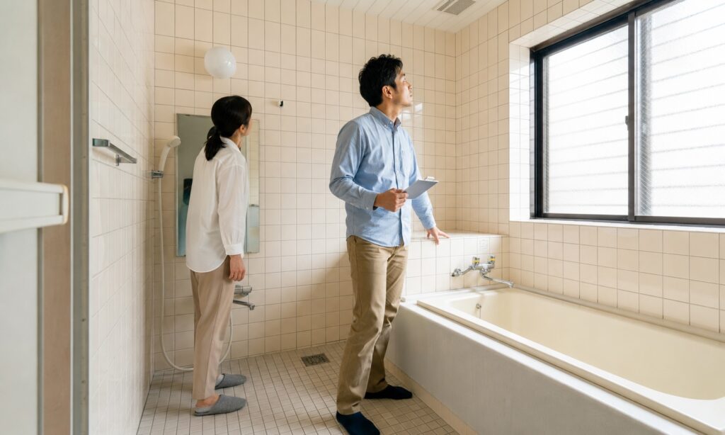 中古住宅を見るなら、浴室は実際に中へ入って確認するべきです