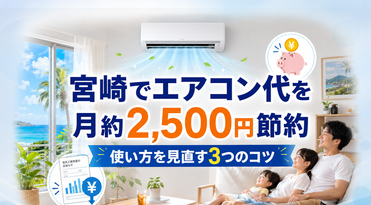 「宮崎でエアコン代を月最大約2,500円抑える使い方｜ほんみや建築士くんコラム」