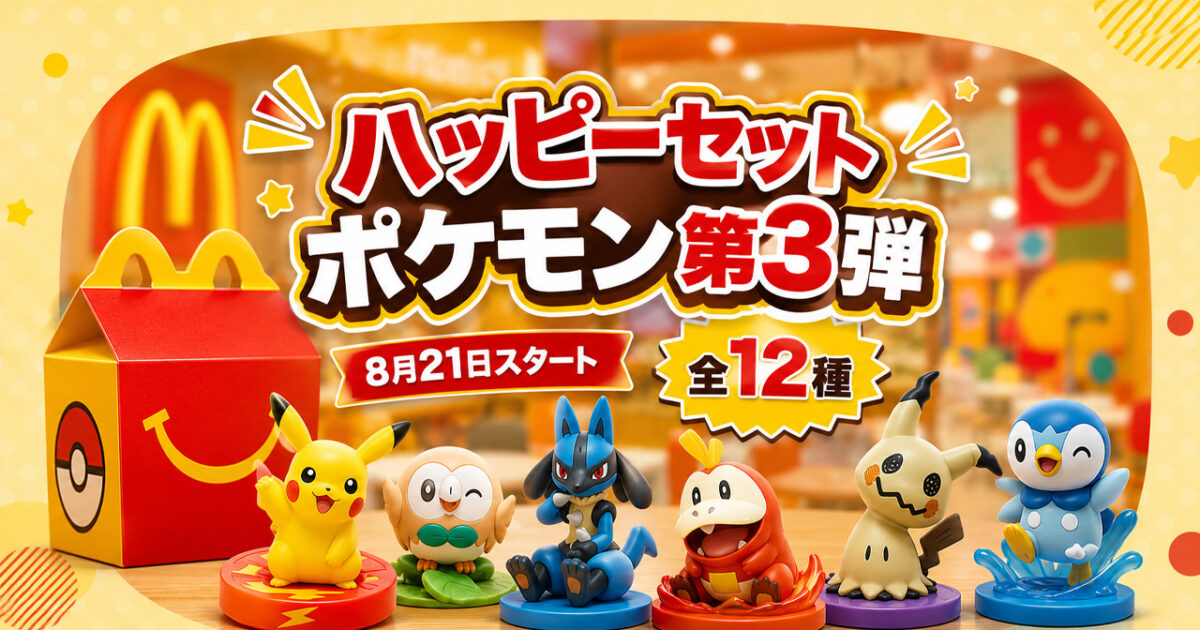 マクドナルドのハッピーセット「ポケモン」第3弾が今日スタート！全12種から登場｜ほんみや宮崎