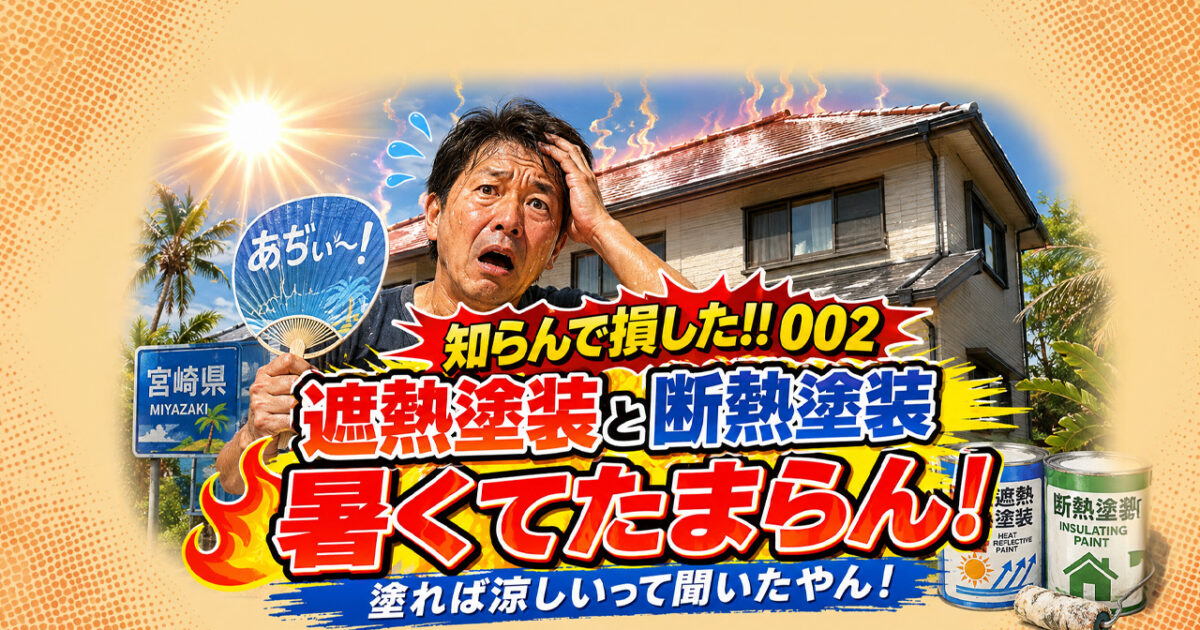 [知らんで損した!!002] 宮崎で遮熱塗装と断熱塗装をしたのに暑くてたまらん!。塗れば涼しくなると聞いたやん！｜ほんみや宮崎
