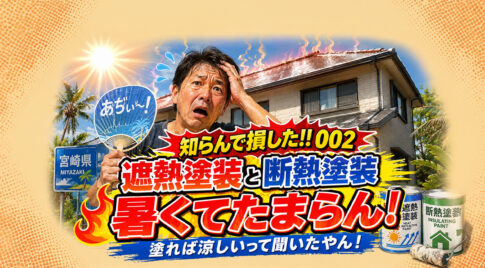 [知らんで損した!!002] 宮崎で遮熱塗装と断熱塗装をしたのに暑くてたまらん!。塗れば涼しくなると聞いたやん！｜ほんみや宮崎