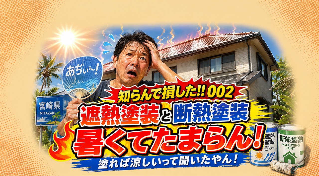 [知らんで損した!!002] 宮崎で遮熱塗装と断熱塗装をしたのに暑くてたまらん!。塗れば涼しくなると聞いたやん！｜ほんみや宮崎
