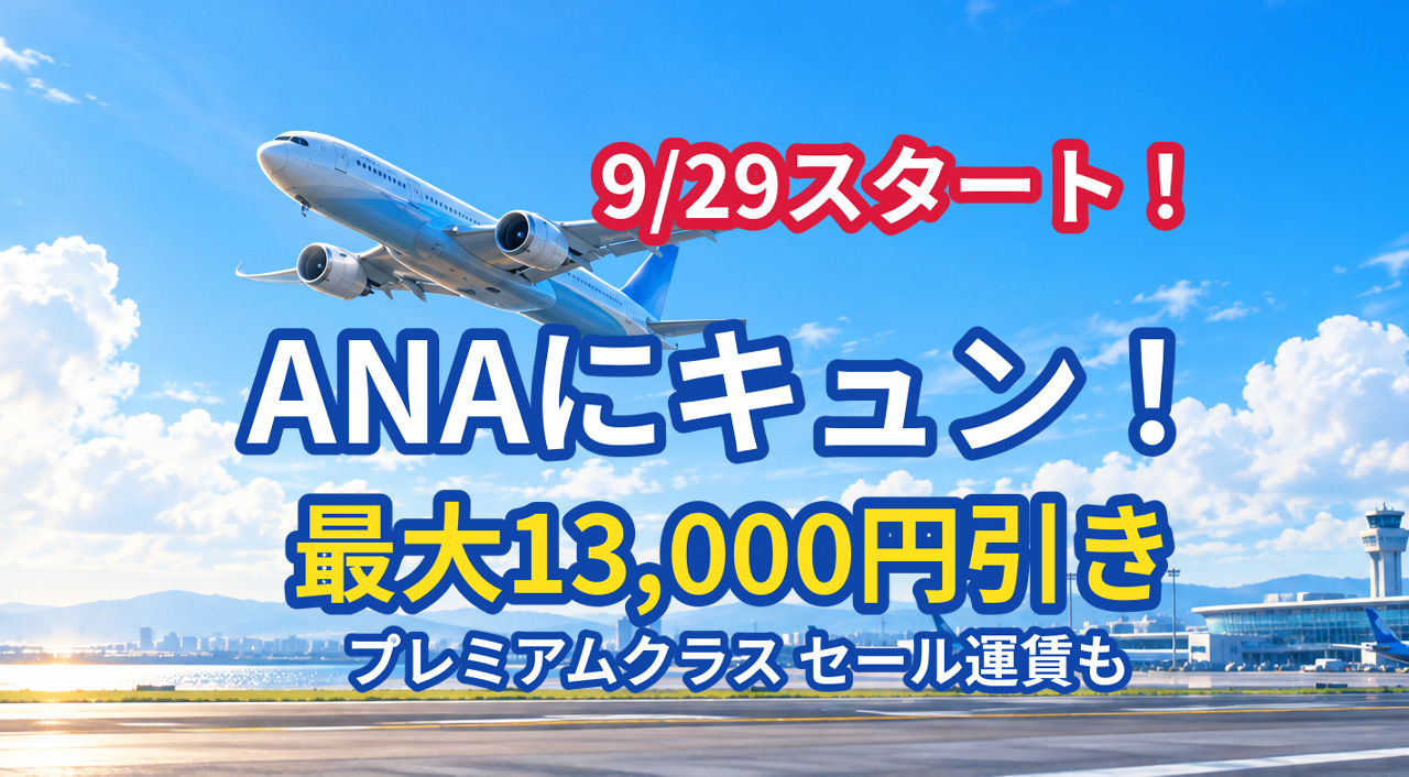 【明日9/29開始】ANAにキュン！プレミアムクラスがセール運賃に　最大13,000円割引クーポンも