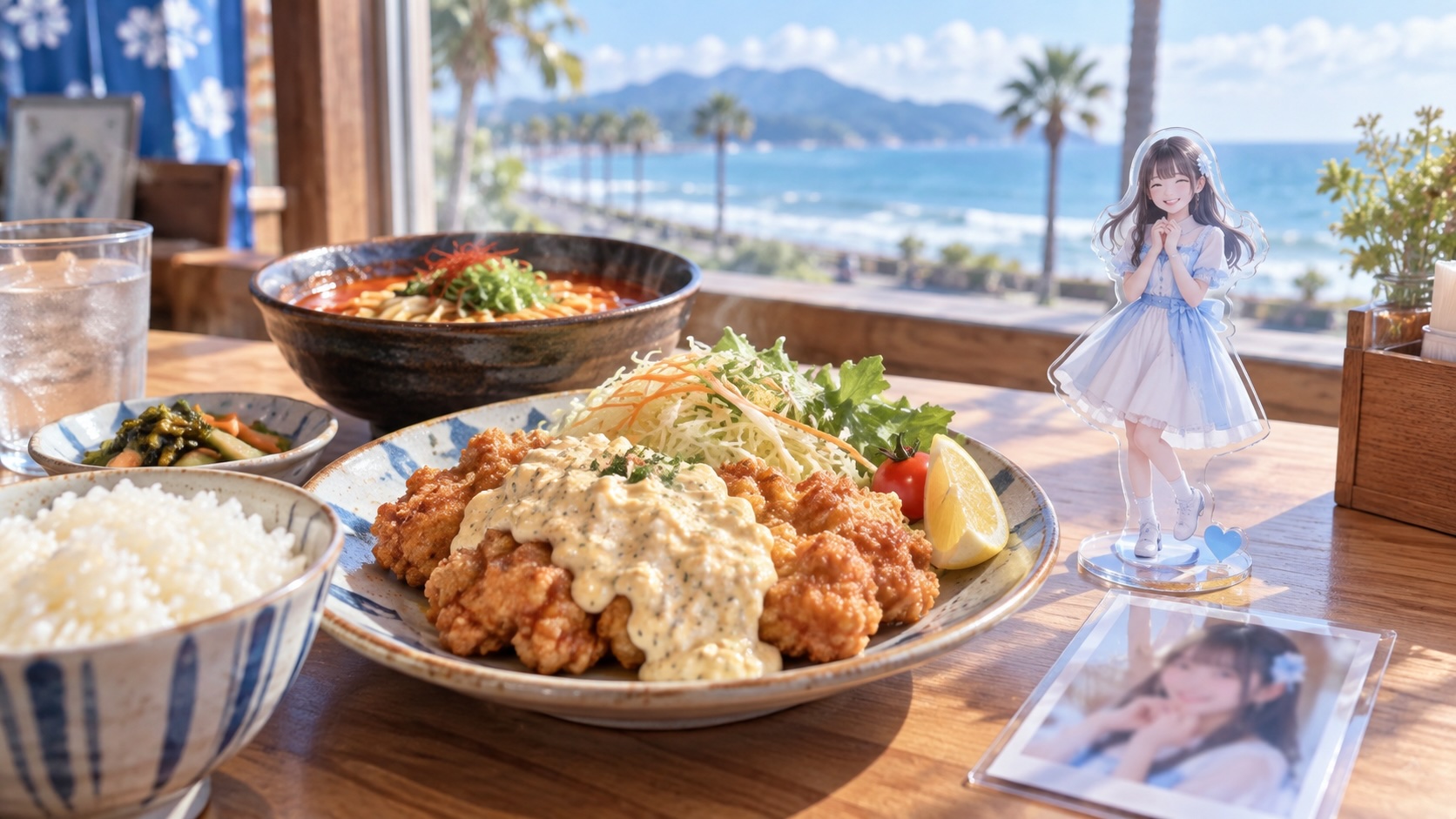 宮崎の料理と推しのアクリルスタンド