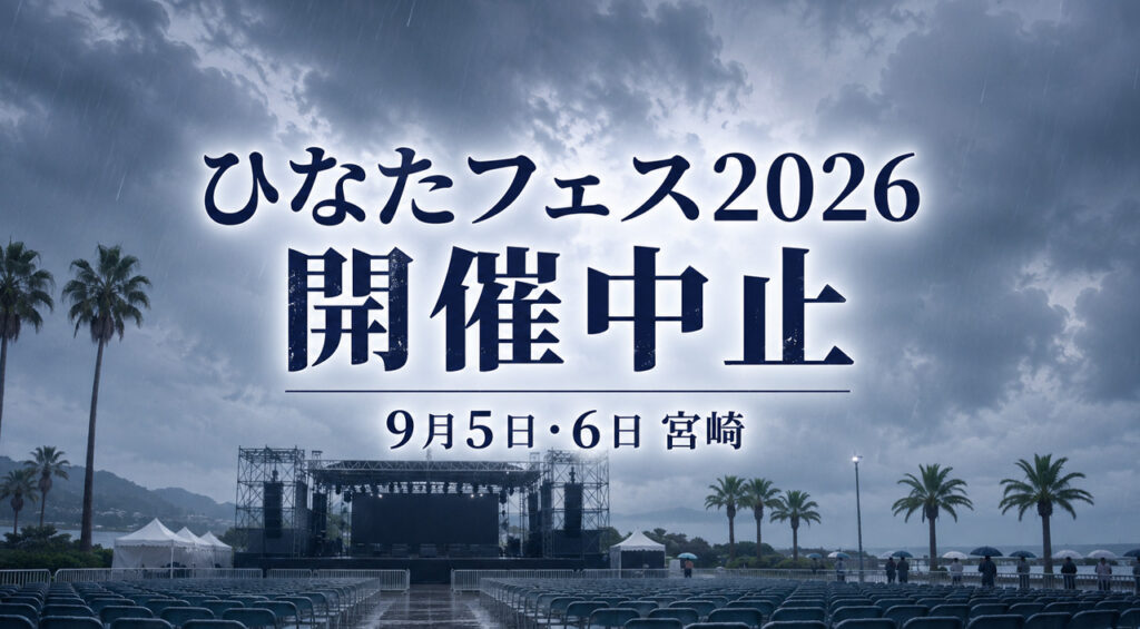 【速報】「ひなたフェス2026」開催中止を発表　9月5日・6日の宮崎公演、台風接近を受け安全を最優先｜ほんみや宮崎