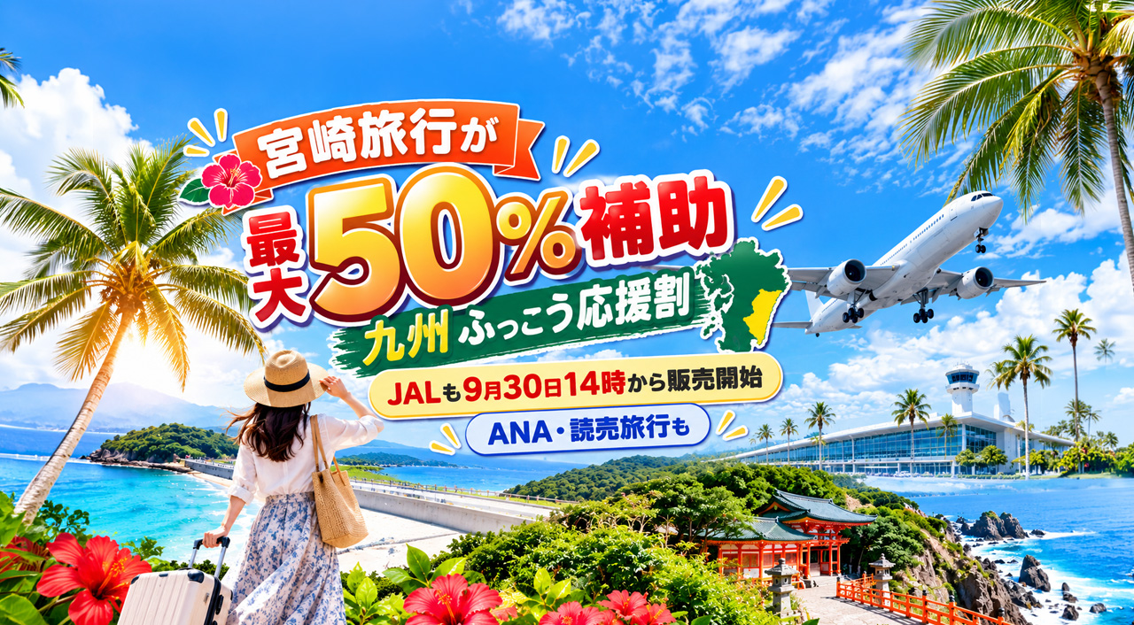 宮崎旅行が最大50％補助「九州ふっこう応援割」予約殺到　JAL・ANA・読売旅行の受付状況は？｜ほんみや宮崎