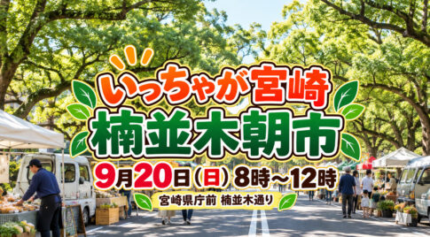 【明日9月20日】宮崎県庁前で「楠並木朝市」開催！県内グルメや特産品がずらり|ほんみや宮崎