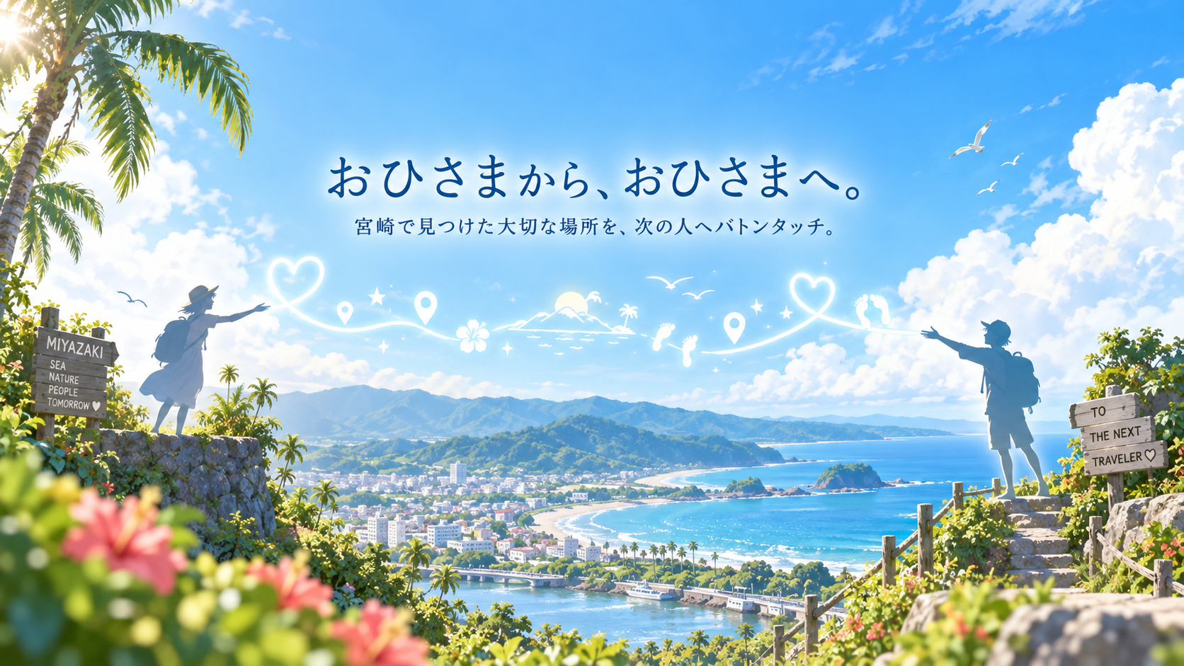 おひさまからおひさまへ、宮崎で見つけた大切な場所をつなぐイメージ