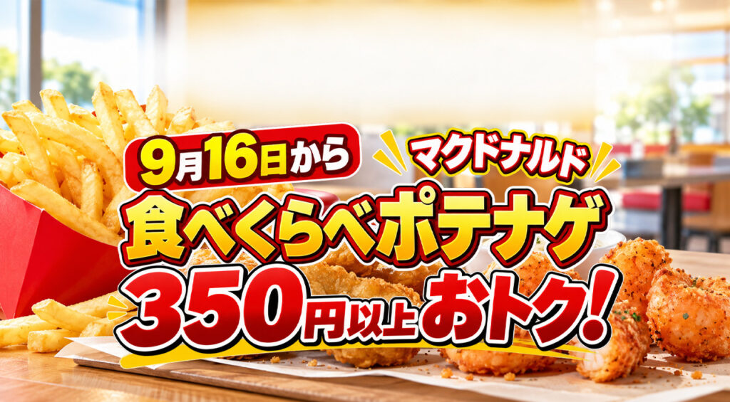 【9月16日から】マクドナルド「食べくらべポテナゲ」登場！350円以上おトク｜ほんみや宮崎